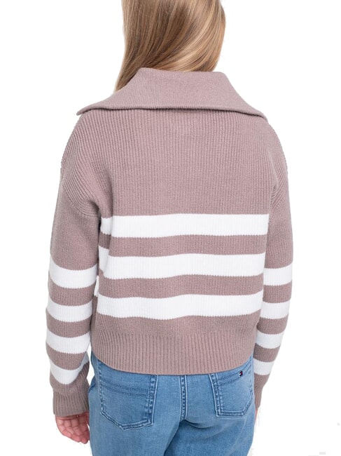 KIDS Cardigan zippé rayé rayures blanches marron - Pulls pour enfants