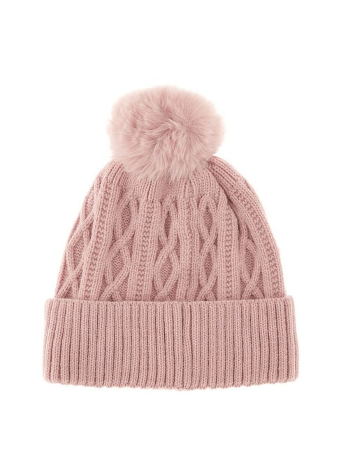 KIDS Bonnet tress&eacute; avec pompon roses roses - Chapeau de b&eacute;b&eacute;