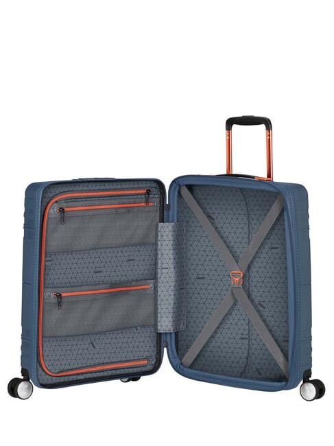 HELLO CABIN Valise à roulettes extensible bleu marine/orange - Valises cabine