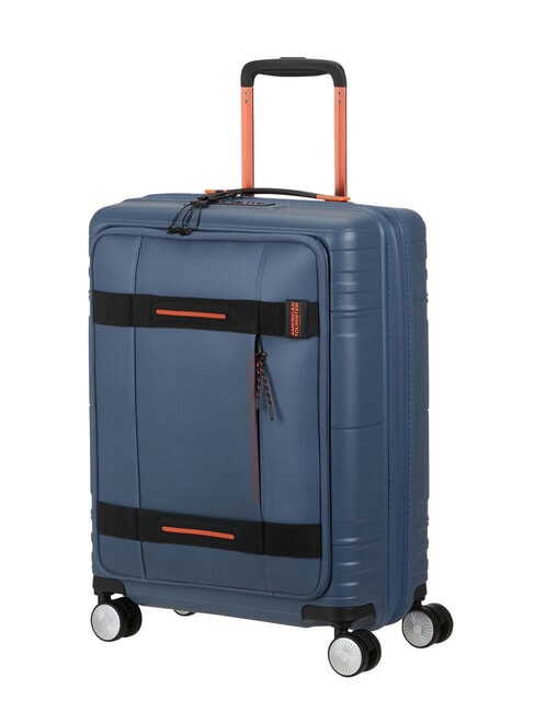 HELLO CABIN Valise à roulettes extensible bleu marine/orange - Valises cabine