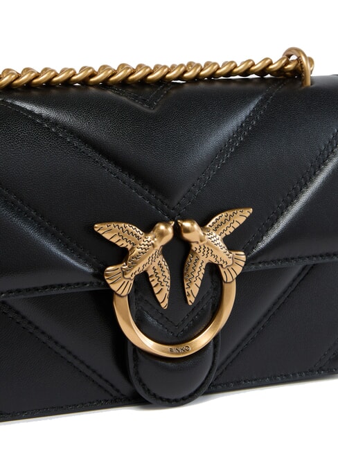 LOVE ONE MINI Sac en nappa matelass&eacute; &agrave; chevrons noir-or antique - Sacs pour Femme