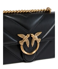 PINKO LOVE ONE MINI Sac en nappa matelass&eacute; &agrave; chevrons noir-or antique - Sacs pour Femme - 3