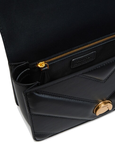 LOVE ONE MINI Sac en nappa matelass&eacute; &agrave; chevrons noir-or antique - Sacs pour Femme