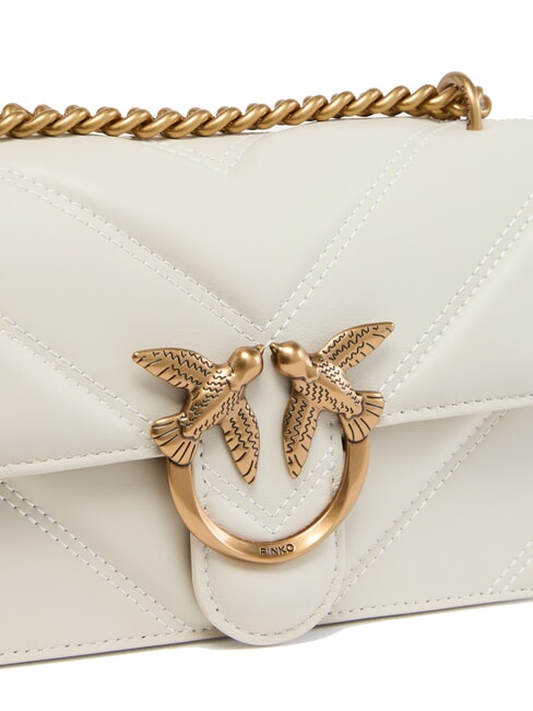 LOVE ONE MINI Sac en nappa matelassé à chevrons blanc de soie-or antique - Sacs pour Femme