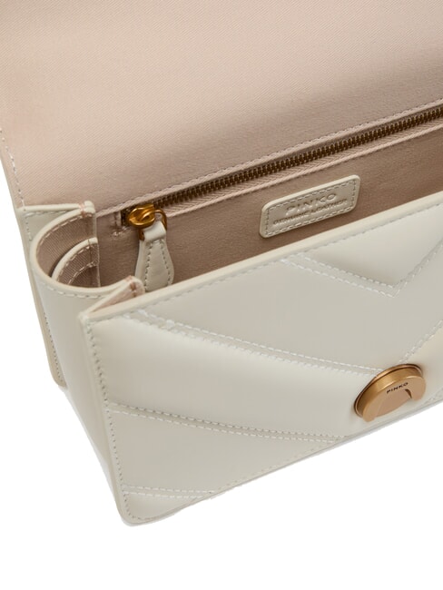 LOVE ONE MINI Sac en nappa matelassé à chevrons blanc de soie-or antique - Sacs pour Femme