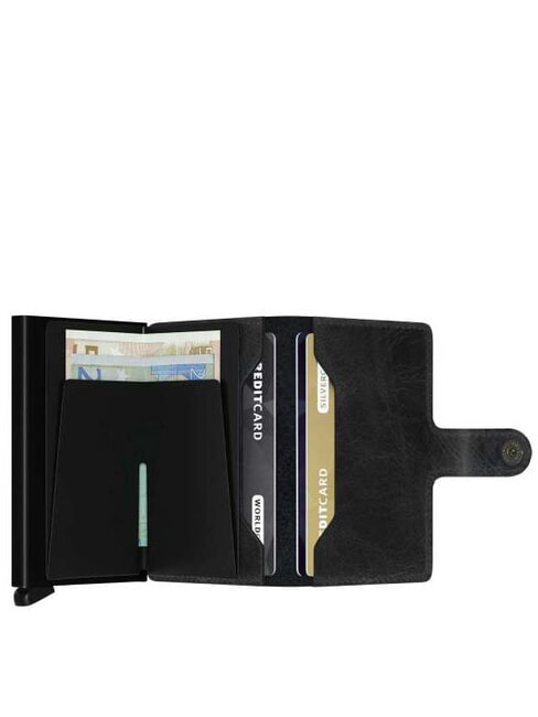 VINTAGE  Portefeuille en cuir avec porte-cartes en aluminium noir - Portefeuilles Homme