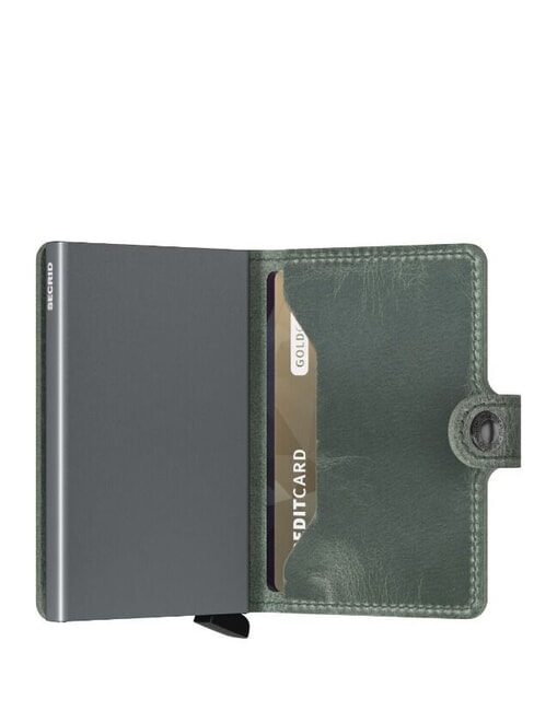 VINTAGE  Portefeuille en cuir avec porte-cartes en aluminium sage - Portefeuilles Homme