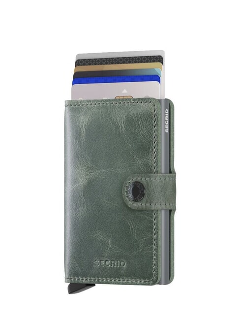 VINTAGE  Portefeuille en cuir avec porte-cartes en aluminium sage - Portefeuilles Homme