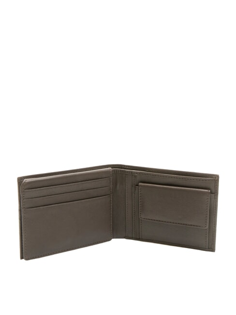 VERTIGO Portefeuille en cuir à rabat cc et porte-monnaie marron foncé - Portefeuilles Homme