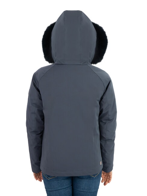 PURENESS Doudoune bi-matière à capuche bleu marine - Doudounes femme