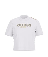 GUESS CN SS CROPPED T-shirt en coton blanc pur - T-shirt - 4