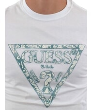GUESS SS CN TRIANGLE T-shirt en coton blanc pur - T-shirt - 3