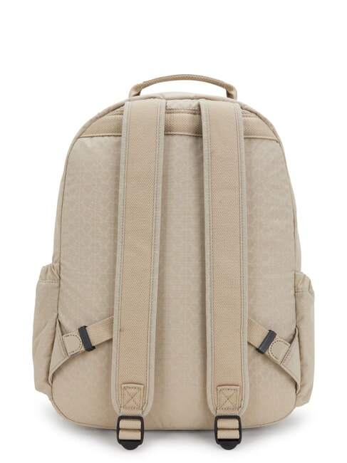 SEOUL L Sac &agrave; dos pour ordinateur portable 15" signature beige en relief - Sacs &agrave; dos pour l'&Eacute;cole & les Loisirs
