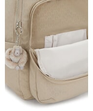 KIPLING SEOUL L Sac &agrave; dos pour ordinateur portable 15" signature beige en relief - Sacs &agrave; dos pour l'&Eacute;cole & les Loisirs - 5