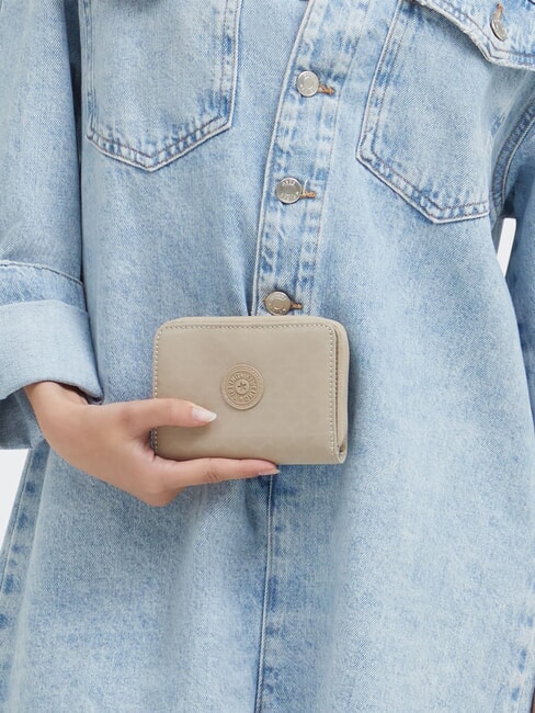 MONEY LOVE Portefeuille moyen signature beige en relief - Portefeuilles Femme