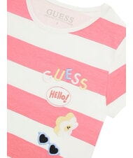 GUESS KIDS T-shirt ray&eacute; blanc et fuchsia st - Tee-shirt enfant - 3