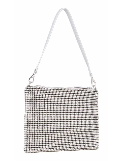 NABILAH Pochette avec strass et bandouli&egrave;re argent - Sacs pour Femme