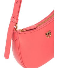 PINKO HALF MOON BABY Sac bandoulière en cuir corail. épicé-or antique - Sacs pour Femme - 3