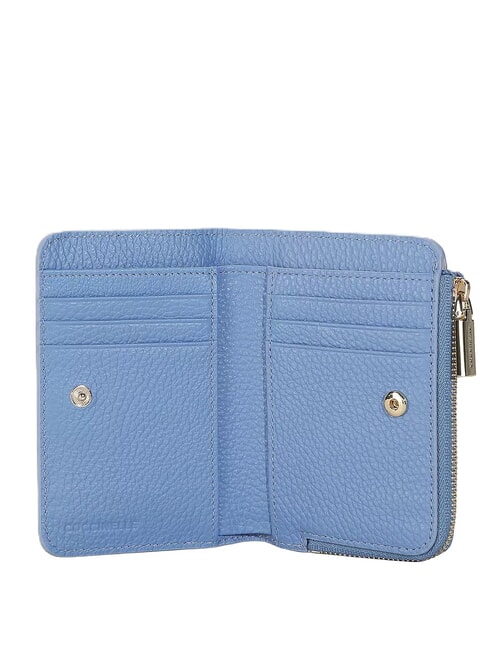 METALLIC SOFT Petit portefeuille en cuir bleu - Portefeuilles Femme