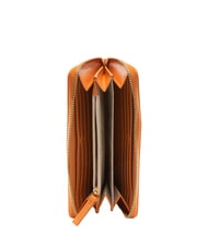 BORBONESE LETTERING PLATE Portefeuille zippé en cuir mandarines - Portefeuilles Femme - 2