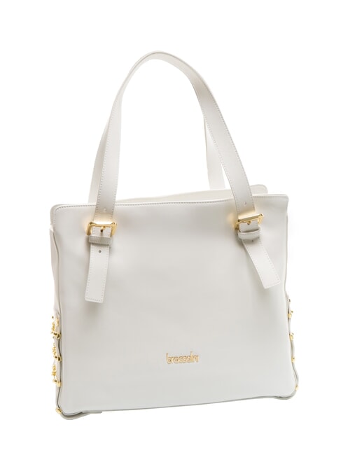 NORA Sac shopping en cuir avec boucles blanc - Sacs pour Femme