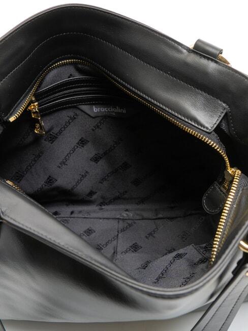 SOFIA Sac bandouli&egrave;re en cuir avec petites fleurs noir - Sacs pour Femme