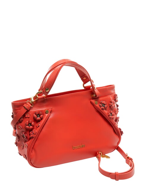 SOFIA Sac à main en cuir avec petites fleurs rouge - Sacs pour Femme