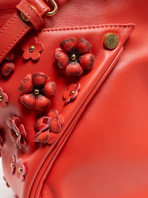 SOFIA Sac à main en cuir avec petites fleurs rouge - Sacs pour Femme