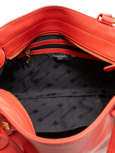 SOFIA Sac à main en cuir avec petites fleurs rouge - Sacs pour Femme