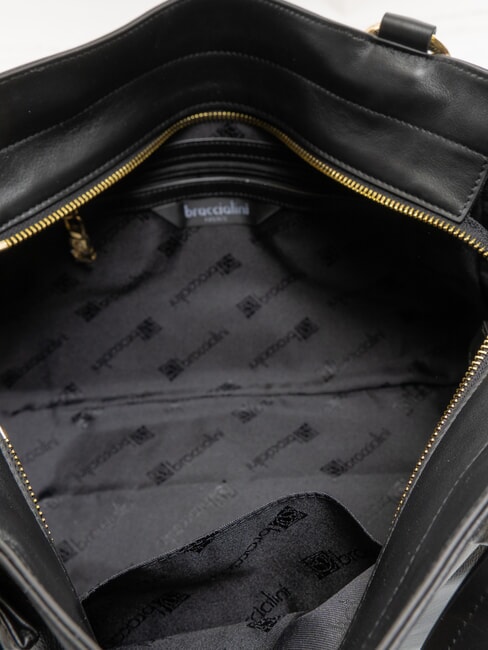 SOFIA Sac à main en cuir avec petites fleurs noir - Sacs pour Femme