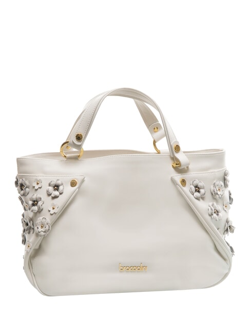 SOFIA Sac à main en cuir avec petites fleurs blanc - Sacs pour Femme