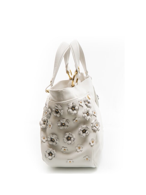 SOFIA Sac à main en cuir avec petites fleurs blanc - Sacs pour Femme