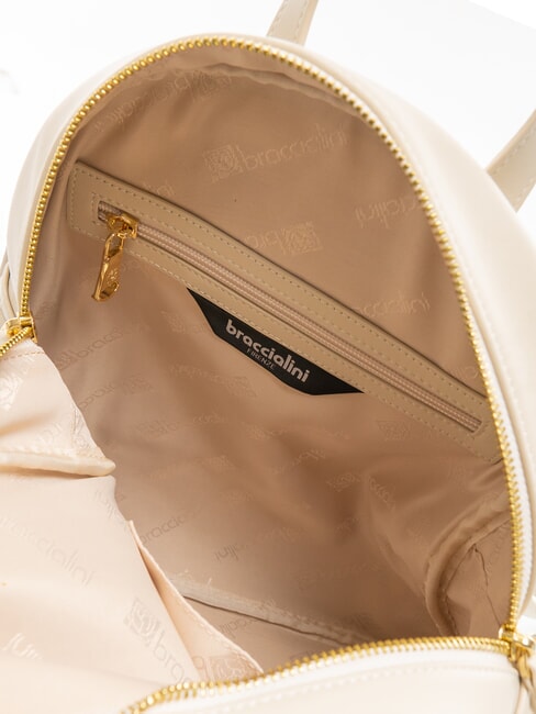 NAOMI Sac à dos rond en cuir beige - Sacs pour Femme