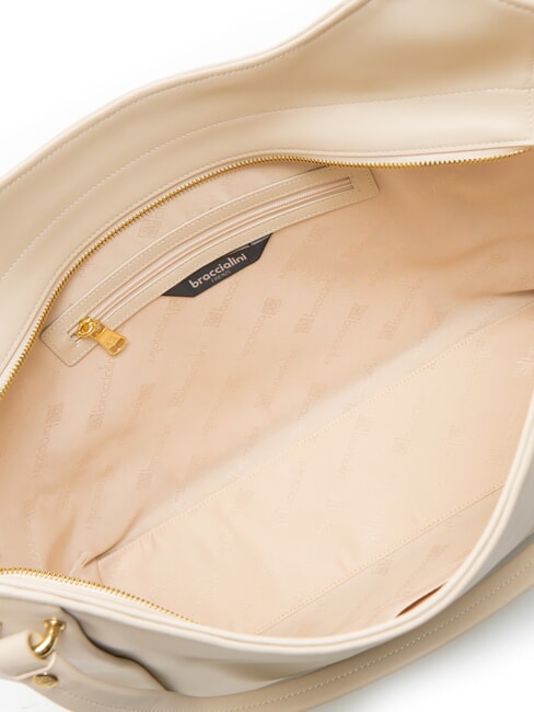 NAOMI Sac à bandoulière en cuir beige - Sacs pour Femme