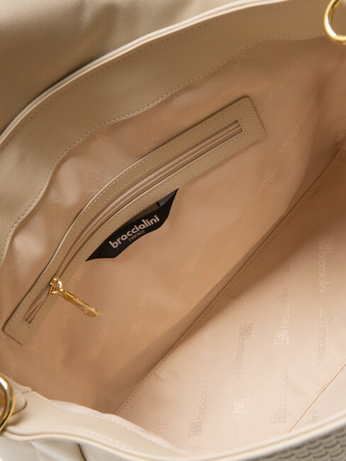 NAOMI Sac cartable en cuir beige - Sacs pour Femme