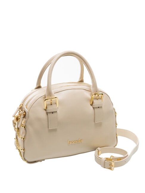 NORA Sac cartable en cuir avec boucles beige - Sacs pour Femme