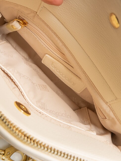 GISELLE Sac à bandoulière avec logo et clous beige - Sacs pour Femme