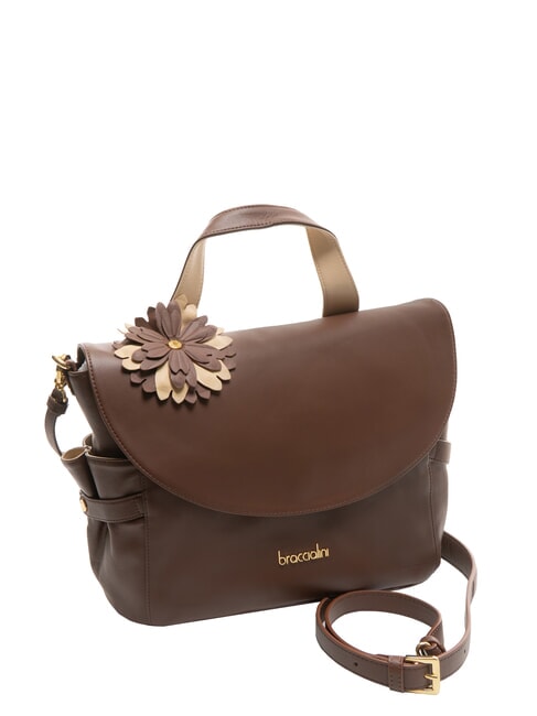 SOFIA Sac à main en cuir avec fleur marron - Sacs pour Femme