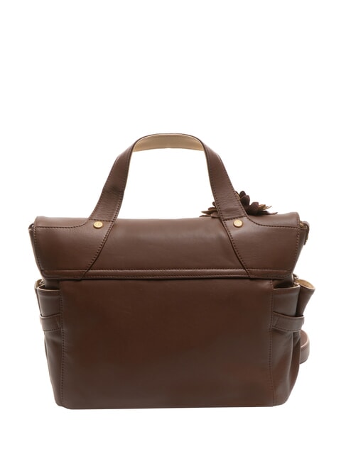 SOFIA Sac à main en cuir avec fleur marron - Sacs pour Femme