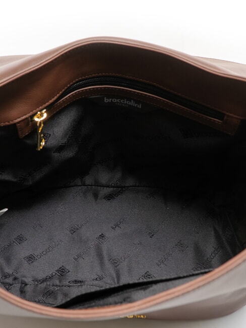 SOFIA Sac à main en cuir avec fleur marron - Sacs pour Femme