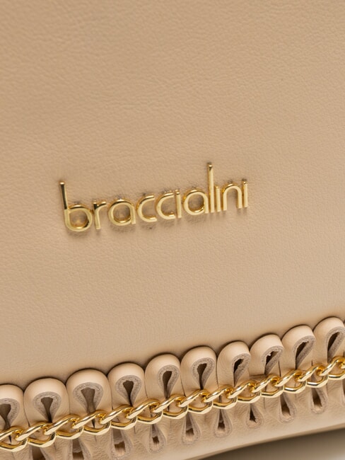 NAOMI Sac bandoulière en cuir avec chaîne beige - Sacs pour Femme