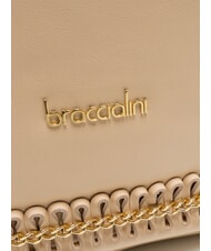 BRACCIALINI NAOMI Sac bandoulière en cuir avec chaîne beige - Sacs pour Femme - 3