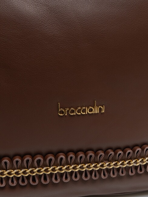 NAOMI Sac bandoulière en cuir avec chaîne marron - Sacs pour Femme