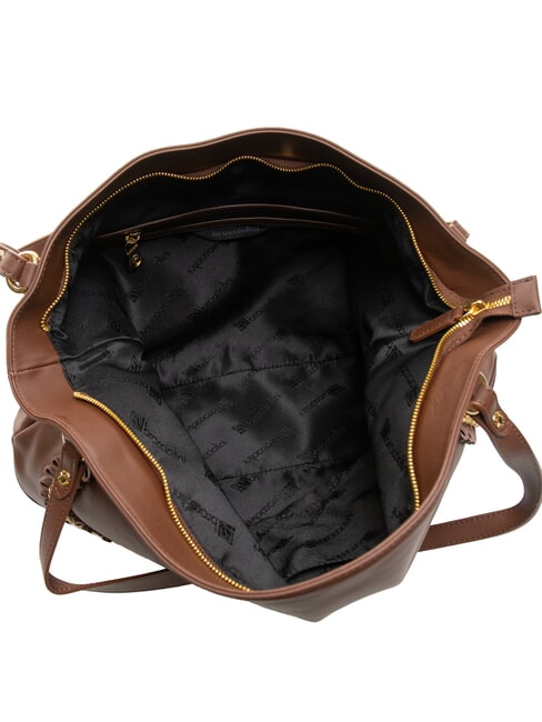 NAOMI Sac bandoulière en cuir avec chaîne marron - Sacs pour Femme