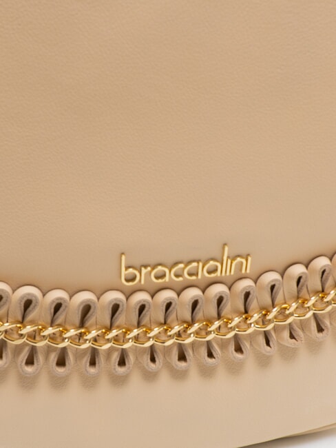 NAOMI Sac hobo en cuir avec chaîne beige - Sacs pour Femme