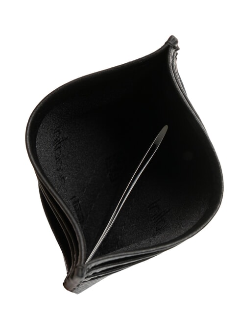 BASIC Porte-cartes en cuir avec logo en m&eacute;tal noir - Portefeuilles Femme