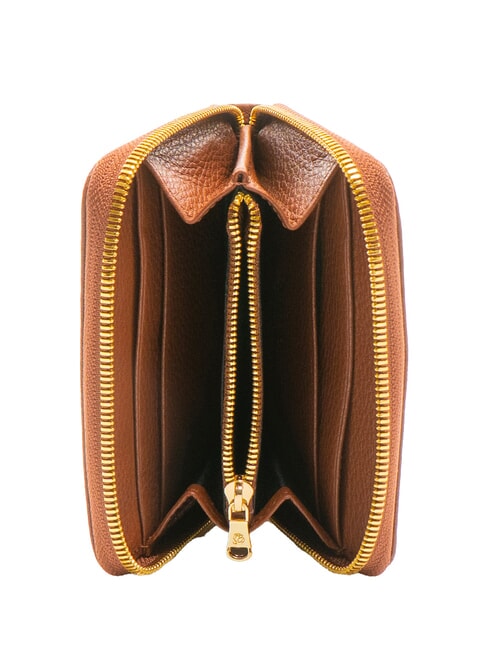 BASIC Petit portefeuille en cuir zippé marron - Portefeuilles Femme