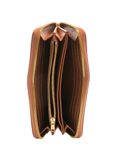 BASIC Grand portefeuille en cuir zippé marron - Portefeuilles Femme