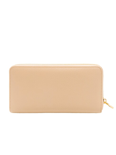 BASIC Grand portefeuille en cuir zipp&eacute; beige - Portefeuilles Femme