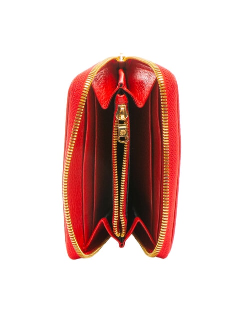 BASIC Petit portefeuille en cuir zipp&eacute; rouge - Portefeuilles Femme